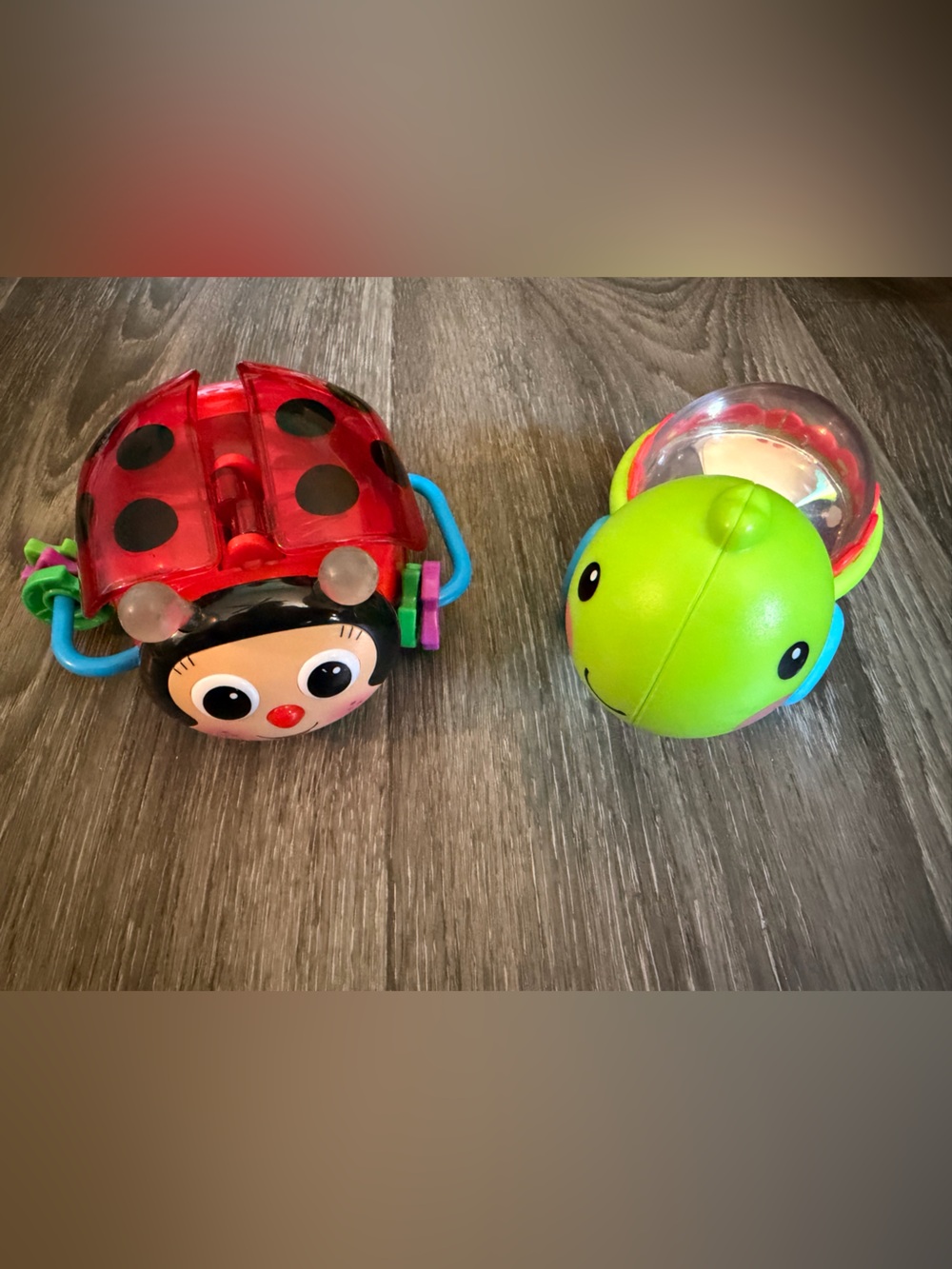 Red Ladybug & Green Turtle Baby Rattles - Playful Sensory Toys